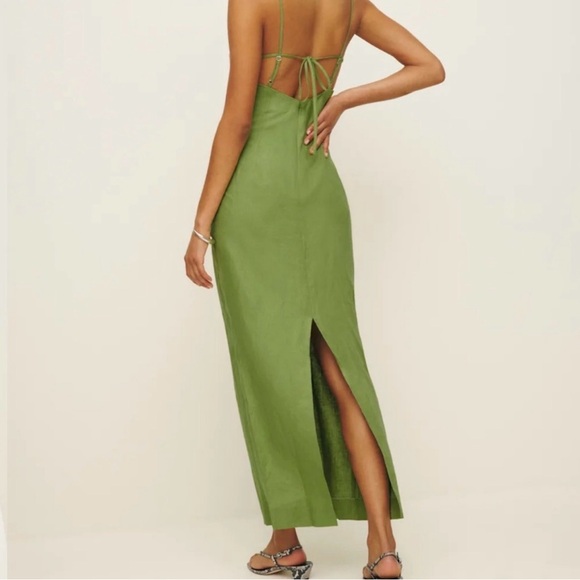 NEW NWT Reformation Malibu Linen Avocado Maxi Dress 12 - Picture 2 of 10